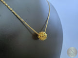 Dainty Sliding 14k Gold Pendant, Traditional Croatian Jewelry, Small Gold Pendant, Gold Filigree Slide Ball Pendant, Dainty Chain Necklace