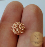 Dainty Sliding 14k Rose Gold Pendant, Traditional Croatian Jewelry, Minimalist Pink Gold Pendant, Gold Filigree Slide Ball Pendant