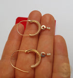Dubrovnik Filigree Hoop Earrings, Solid Rose Gold Hoops, 14 k Gold Earrings, Ethnic Croatian Bridal Earrings, Pearl Dangle Hoops 14k