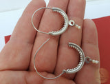 Dubrovnik Filigree Hoop Earrings, Solid White Gold Hoops, 14 k Gold Earrings, Ethnic Croatian Bridal Earrings, Pearl Dangle Hoops 14k