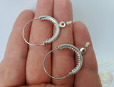 Dubrovnik Filigree Hoop Earrings, Solid White Gold Hoops, 14 k Gold Earrings, Ethnic Croatian Bridal Earrings, Pearl Dangle Hoops 14k