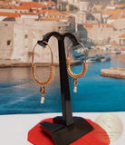 Dubrovnik Filigree Hoop Earrings, Solid Rose Gold Hoops, 14 k Gold Earrings, Ethnic Croatian Bridal Earrings, Pearl Dangle Hoops 14k