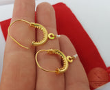 Traditional Croatian Solid Gold Hoop Earrings 14k, Dubrovnik - Konavle Wedding Jewelry, 14k Gold Filigree Hoops, White Pearl Dangle Hoops