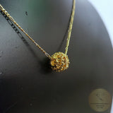 Traditional Croatian Filigree Ball Slider Pendant In 14k Gold, Dubrovnik Solid Gold Floating Pendant, Ethnic Wedding Jewelry, Minimalist