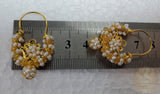 Traditional Croatian Solid Gold Hoop Earrings 14k, Dalmatian Wedding Jewelry - Recine, 14k Gold Filigree Hoops, White Pearl Dangle Hoops