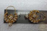 Traditional Croatian Solid Gold Hoop Earrings 14k, Dalmatian Wedding Jewelry - Recine, 14k Gold Filigree Hoops, White Pearl Dangle Hoops