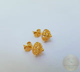 Simple Gold Earrings, 14k Gold Stud Earrings, Traditional Croatian Ethnic Earrings, Gold Filigree Studs, Dubrovnik Earrings  Bridal Earrings