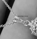 Traditional Croatian 14k White Gold Pendant, Dubrovnik Filigree Pendant, Solid 14k Filigree Ball Pendant, Ethnic Wedding Jewelry in 14k