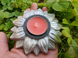 Croatian Handmade Ceramics, Ceramic Flower Shaped Tea Light Holder, Hand Painted Candle Holder, Croatian Pottery