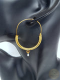Large 14k Gold Filigree Hoops, Traditional Croatian - Konavle Earrings, White Pearl Dangle Hoops In 14k Gold, Dubrovnik Wedding Jewelry