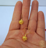 Traditional Croatian Filigree Ball Earrings, 24k Gold Plated Dangle Earrings, Dubrovnik Jewelry, Gold Plated Sterling Silver Ball Earrings