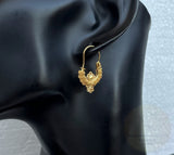 Traditional Croatian Solid Gold Hoop Earrings 14k, Dalmatian Wedding Jewelry - Recine, 14k Gold Filigree Hoops, 14k Dangle Hoops