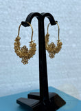 Traditional Croatian Solid Gold Hoop Earrings 14k, Dalmatian Wedding Jewelry - Recine, 14k Gold Filigree Hoops, 14k Dangle Hoops