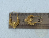 Traditional Croatian Solid Gold Hoop Earrings 14k, Dalmatian Wedding Jewelry - Recine, 14k Gold Filigree Hoops, 14k Dangle Hoops