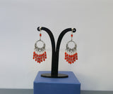 Unique Long Red Coral Earrings, Large Sterling Silver Chandelier Filigree Earrings, Precious Untreated Mediterranean Coral Bridal Earrings - CroatianJewelryCraft