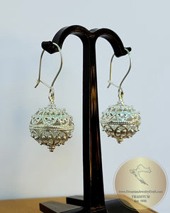 Traditional Croatian Hook Earrings, Silver Earrings, Filigree Ball Earrings, Dubrovnik Earrings, Handmade Vintage Earrings