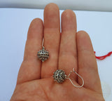 Traditional Croatian Hook Earrings, Oxidized Silver Earrings, Filigree Ball Earrings, Dubrovnik Earrings, Handmade Vintage Earrings