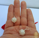 Traditional Croatian Hook Earrings, Silver Earrings, Filigree Ball Earrings, Dubrovnik Earrings, Handmade Vintage Earrings