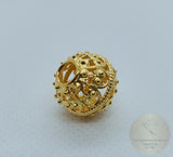 14k Gold Pendant, Sliding Gold Ball Pendant, Croatian Filigree Ball Pendant, Solid Gold Filigree Pendant, Ethno Dubrovnik Jewelry