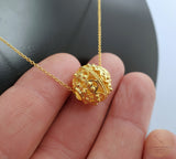 14k Gold Pendant, Sliding Gold Ball Pendant, Croatian Filigree Ball Pendant, Solid Gold Filigree Pendant, Ethno Dubrovnik Jewelry