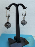 Traditional Croatian Earrings, Dangle Hook Earrings, Oxidized Silver Earrings, Dubrovnik Filigree Ball Earrings, Handcrafted Vintage Jewelry - CroatianJewelryCraft