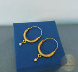 Croatian Filigree Hoop Earrings, Gold Plated Hoop Earrings, Pearl Dangle Hoops, Wedding Earrings, 24k Gold Plated Sterling Silver Earrings