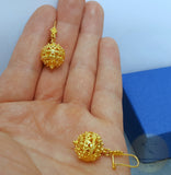 Traditional Croatian 14k Gold Earrings, Large Gold Earrings, Gold Statement Earrings, Dubrovnik Filigree Ball Earrings, Wedding Earrings