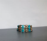Multi Strand Blue Turquoise Bracelet, Statement Turquoise Bracelet, Solid Sterling Silver Blue Stone Bracelet, Natural Gemstone Bracelet