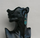 Unique Turquoise Chandelier Earrings, Natural Turquoise Statement Earrings, Long Dangle Earrings, Solid Sterling Silver Earrings