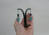 Unique Turquoise Chandelier Earrings, Natural Turquoise Statement Earrings, Long Dangle Earrings, Solid Sterling Silver Earrings