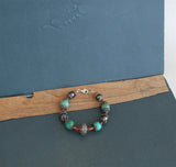 Natural Turquoise Bracelet, Black Freshwater Pearl Bracelet, Untreated Mediterranean Red Coral Bracelet, Beaded Gemstone Bracelet Sterling