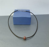 Dainty Single Pearl Enamel Necklace, Floating Pendant Necklace, Sterling Silver Red and Blue Pendant Necklace