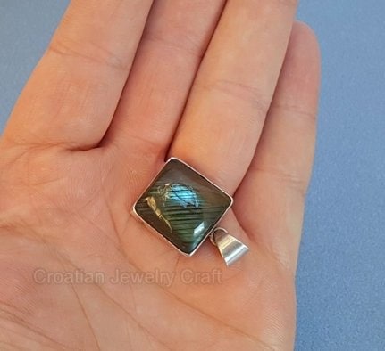 Labradorite Pendant, Genuine Gemstone Pendant, Bezel Pendant, Natural Stone Pendant, Sterling Silver