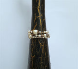 Multi Strand Unique White Pearl Bracelet, Bridal Bracelet, Sterling Silver Freshwater Pearl Statement bracelet Decorative Pearl Inlaid Claps