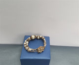 Multi Strand Unique White Pearl Bracelet, Bridal Bracelet, Sterling Silver Freshwater Pearl Statement bracelet Decorative Pearl Inlaid Claps