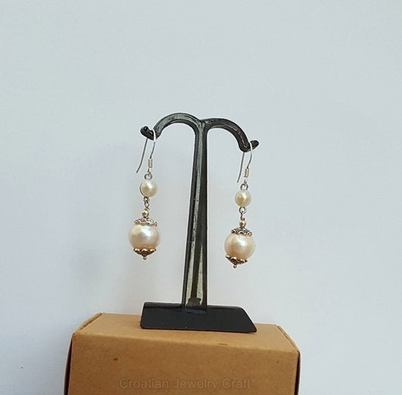 White Pearl Earrings, Simple Pearl Dangle Earrings, Sterling Silver Pearl Earrings, Bridesmaids Jewelry, Natural Pearl Jewelry