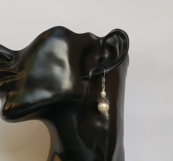 Cream White Pearl Earrings, Simple Pearl Dangle Earrings, Sterling Silver Pearl Earrings, Bridesmaids Jewelry, Natural Pearl Jewelry