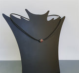 Dainty Single Pearl Enamel Necklace, Floating Pendant Necklace, Sterling Silver Red and Blue Pendant Necklace