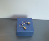 Turquoise Earrings, Sterling Silver Hoop Earrings, Natural Gemstone Dangle Hoops, Ball Hoops, Silver Ball Earrings