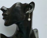 White Pearl Earrings, Simple Pearl Dangle Earrings, Sterling Silver Pearl Earrings, Bridesmaids Jewelry, Natural Pearl Jewelry