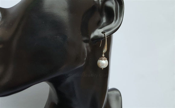White Pearl Earrings, Simple Pearl Dangle Earrings, Sterling Silver Pearl Earrings, Bridesmaids Jewelry, Natural Pearl Jewelry