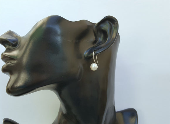 White Pearl Earrings, Simple Pearl Earrings, Sterling Silver Drop Pearl Earrings. Natural Pearl Jewelry, Dainty Pearl Earrings