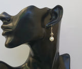 White Freshwater Pearl Earrings, Simple Pearl Dangle Earrings, Sterling Silver Pearl Earrings, Bridesmaids Jewelry, Natural Pearl Jewelry