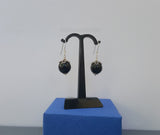 Round Ball Drop Earrings, Black Onyx Earrings, Black Bead Drop Dangle Earrings, Filigree Earrings For Women, Black Earrings