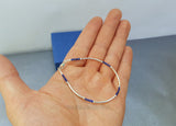 Dainty Tiny Bead Gemstone Bracelet, Dark Blue Stone Bracelet, Lapis Lazuli Bracelet, Minimalist Gemstone Bracelet, Skinny Bracelet