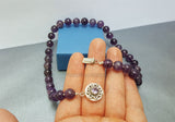 Round Beaded Natural Amethyst Necklace, Decorative Pendant Clasp Solid Sterling Silver Necklace, Purple Stone Necklace, Necklaces For Women