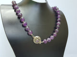 Round Beaded Natural Amethyst Necklace, Decorative Pendant Clasp Solid Sterling Silver Necklace, Purple Stone Necklace, Necklaces For Women