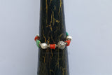 Unique Beaded Stone Variety Bracelet, ( Mediterranean Coral, Turquoise, Freshwater Pearl ), Natural Gemstone Floral Ball Bracelet, Sterling