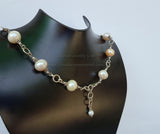 Beaded Multi Color Pearl Necklace, Freshwater Pearl Necklace, Unique Pearl Wedding Jewelry, Sterling Silver Necklace, Silver Ball Necklace