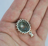 Flower Shaped Ruby Pendant Becklace w White Topaz & Marcasite, Sterling Silver Genuine Gemstone Pendant, Red Stone Pendant, Natural Ruby